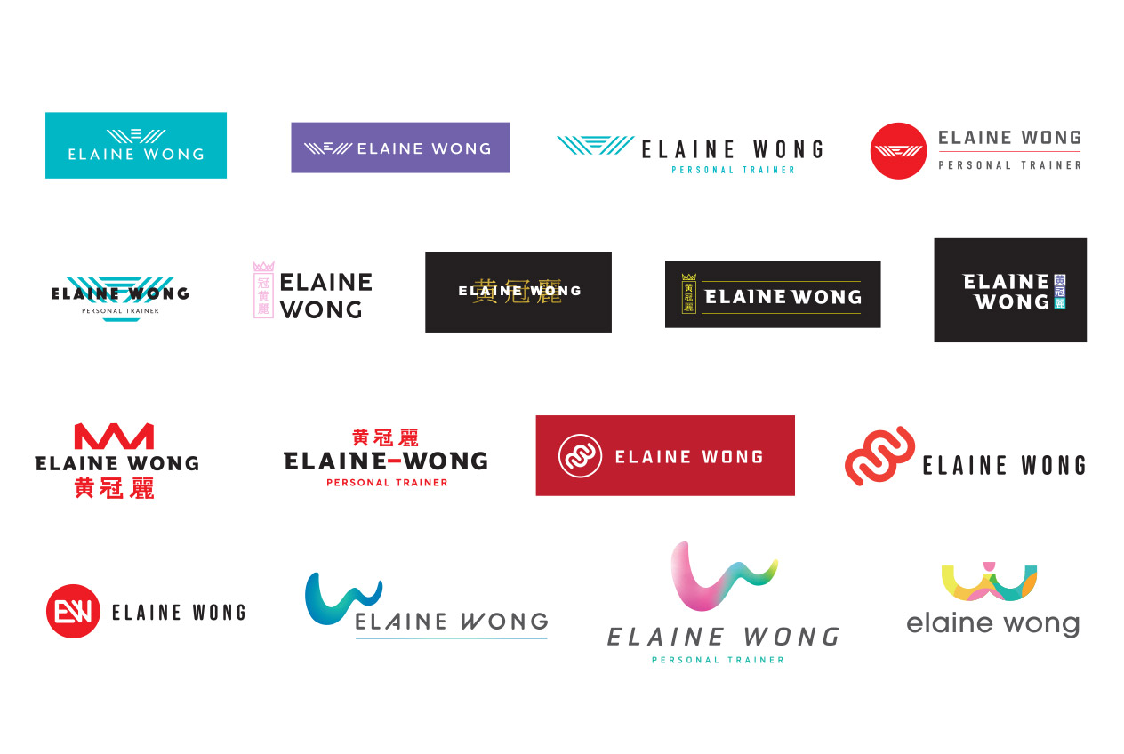 Early Elaine Wong Personal Trainer logo concept sketches and directions