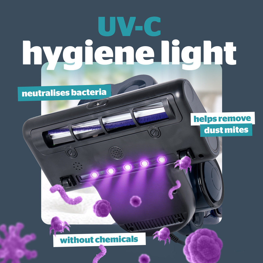 UV-C hygiene light marketing tile for the mattress vacuum cleaner, neutralises bacteria without chemicals