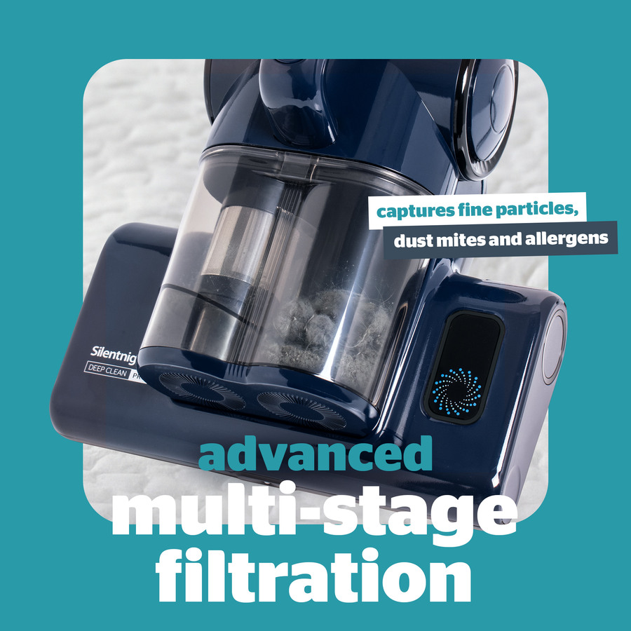 Marketing tile for the mattress vacuum cleaner's advanced multi-stage filtration