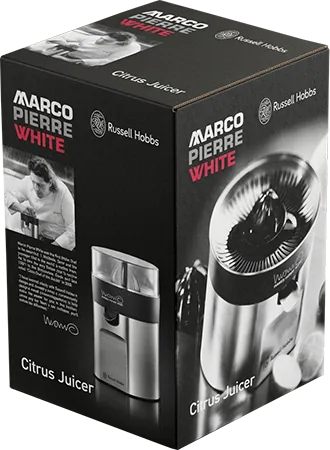 Marco Pierre White citrus juicer packaging