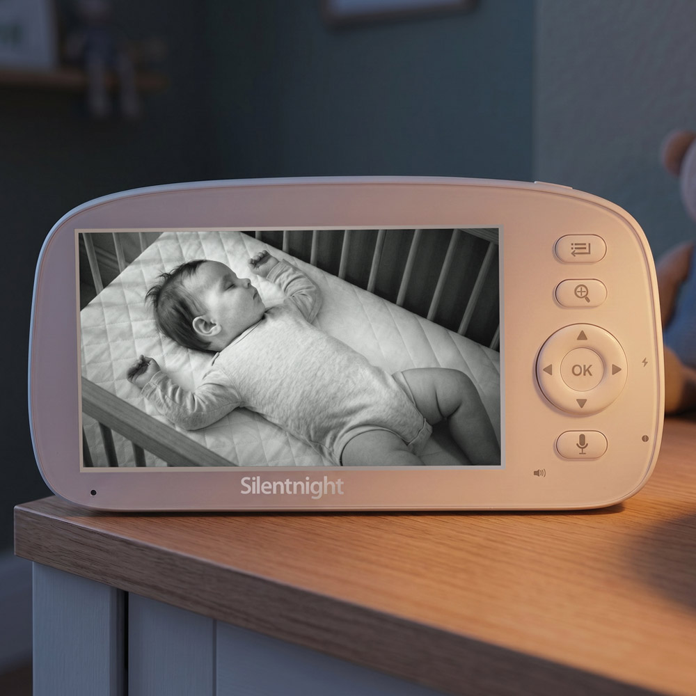 Baby monitor product photography, lifestyle shot with mother and baby