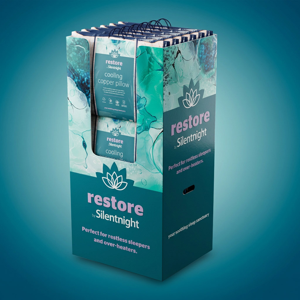 3D visual of a Restore by Silentnight cooling copper pillow shipper