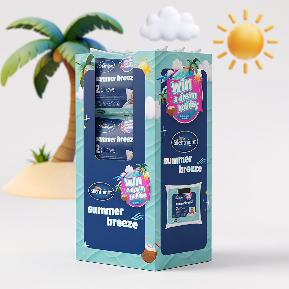 3D visual of a Silentnight Summer Breeze 'win a dream holiday' shipper